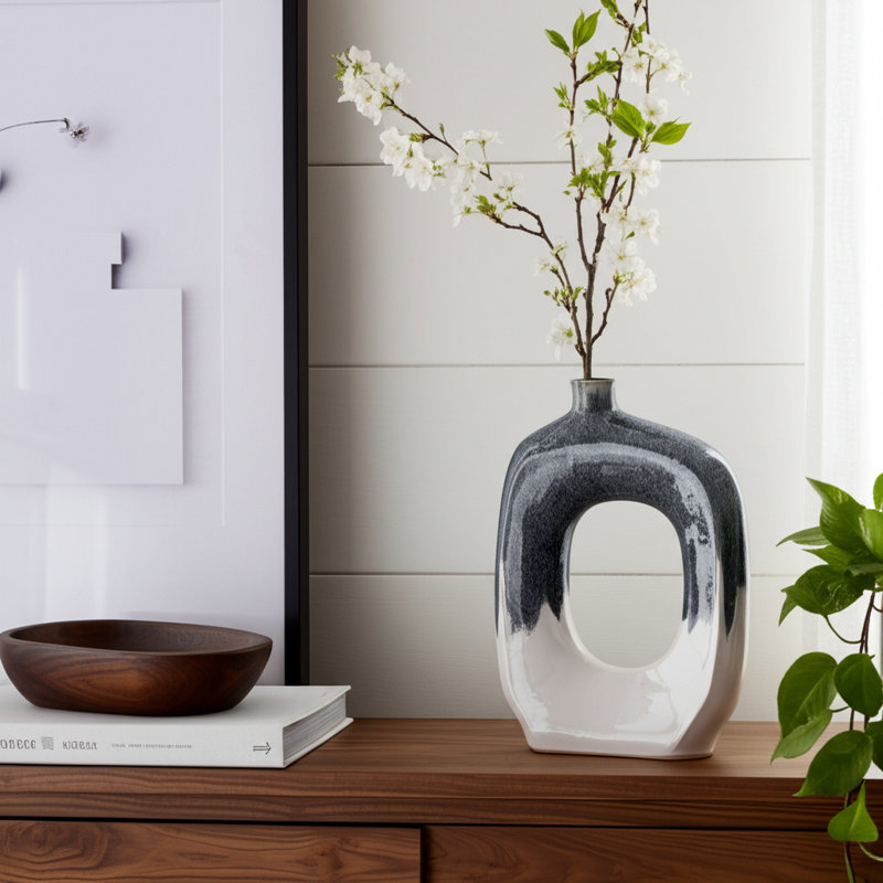 Ilariana Handmade Ceramic Table Vase, 16" H x 8" W x 3" D