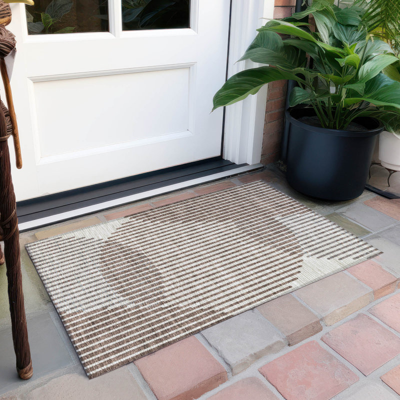 Machine Washable Indoor/Outdoor Chayden ACN1001 Brown, Rectangle 1'8" x 2'6"