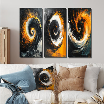 Aurora Fractal Edge I - Collection de 3 grands panneaux muraux modernes