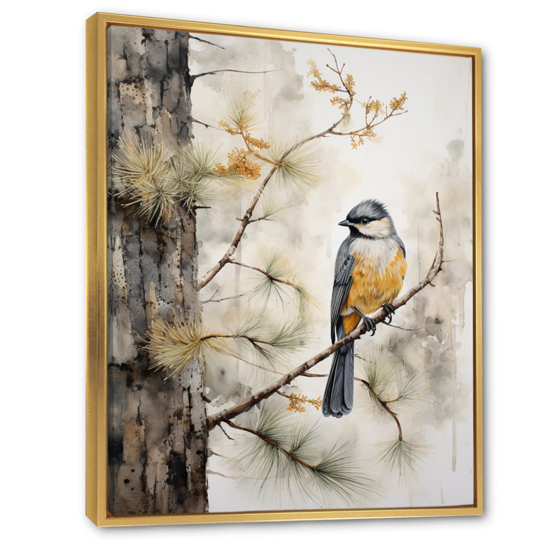 Forêt, gardiens du minimalisme I - animaux, impressions d'art mural, Cadre flottant doré, H 44 po x l 34 po x P 1,5 po