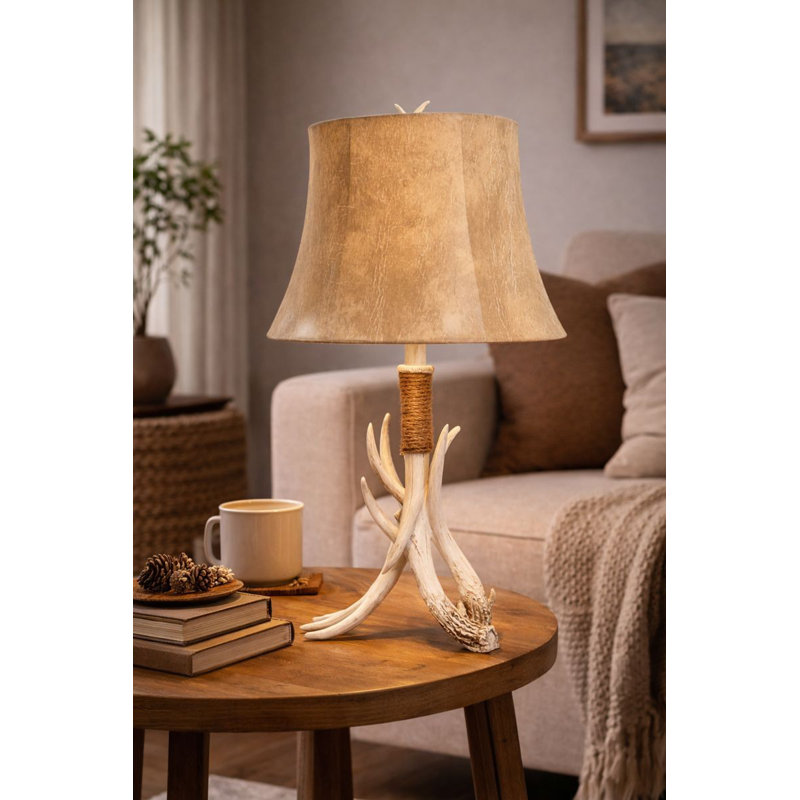 Rustic Ivory Antler Lodge Table Lamp