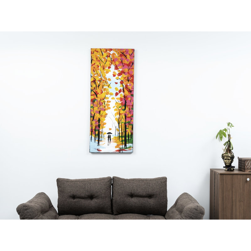 Spring Theme 47'' X 19'' Orange Hand-Painted Wall Canvas Art Oversized - Joy