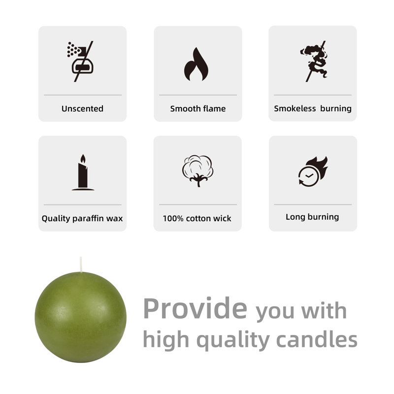 Unscented Novelty Candle, Green, Set of 2, 4" Diameter