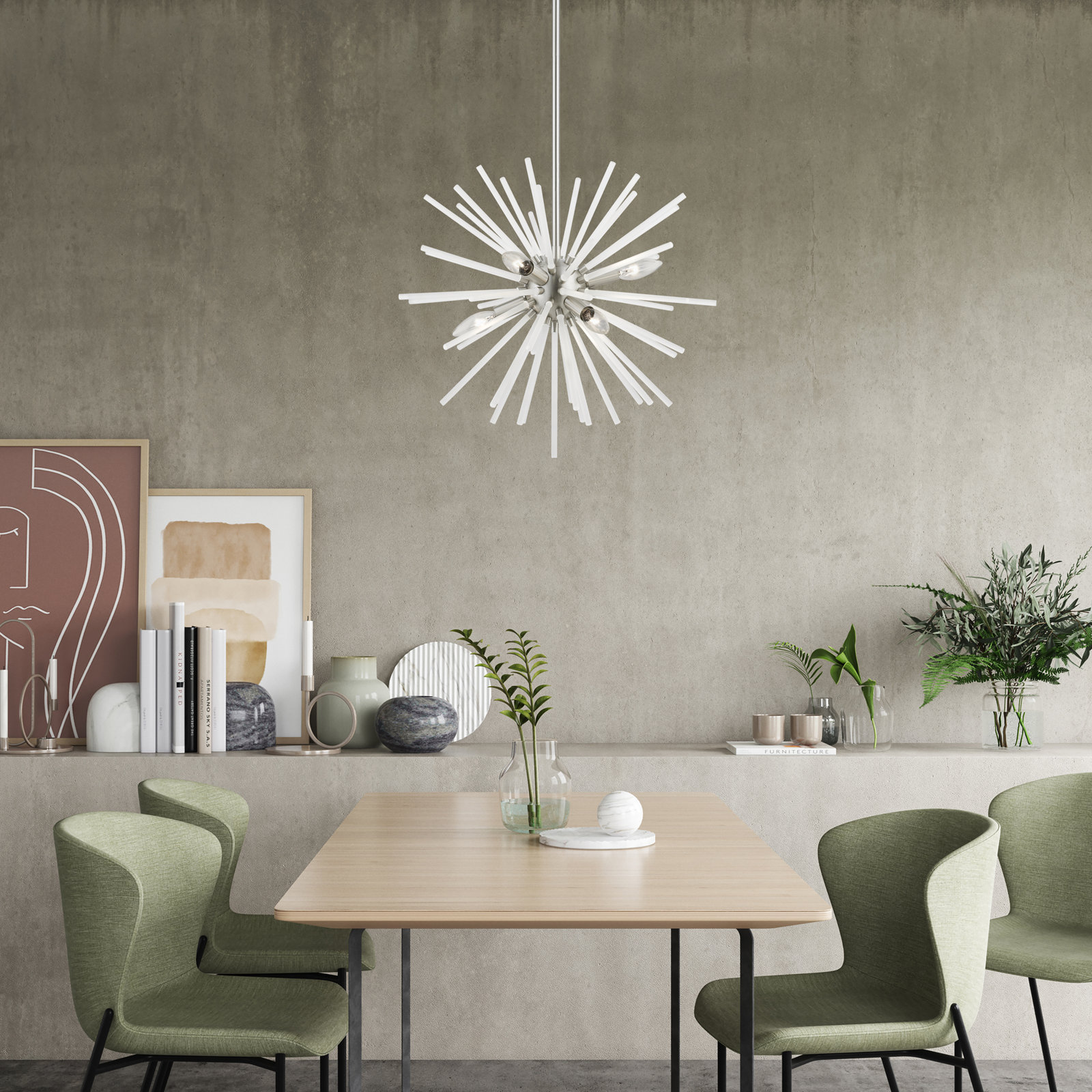 Lenora 8 - Light Dimmable Sputnik Sphere Chandelier, Brushed Nickel, 50.75" H x 20" W x 20" D