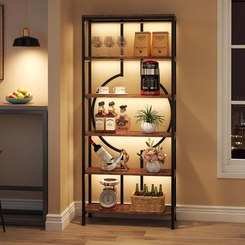 70.87" Tall Industrial Bookshelf, 6-Tier Vintage Brown Bookcase Open Shelvesfor Apartment, Office & Living Room