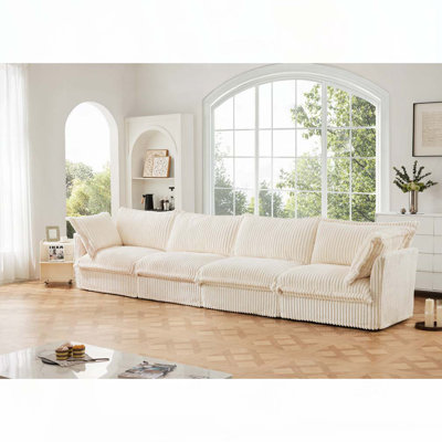 4 Seater Sofa with Suppleness Armrests,Deep Seat