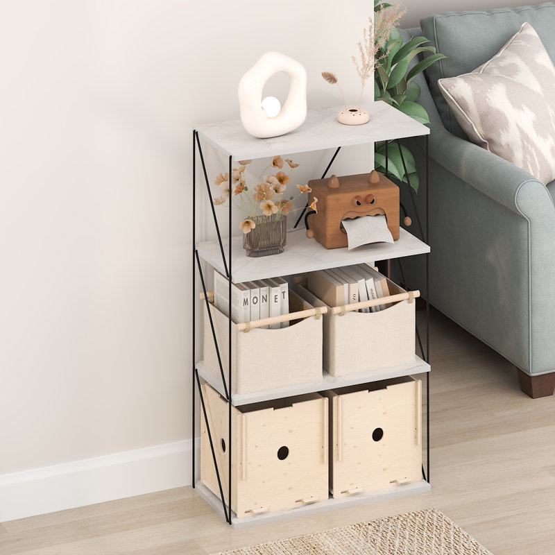 Besi 59.99cm W Metal Shelving Unit, Marble White