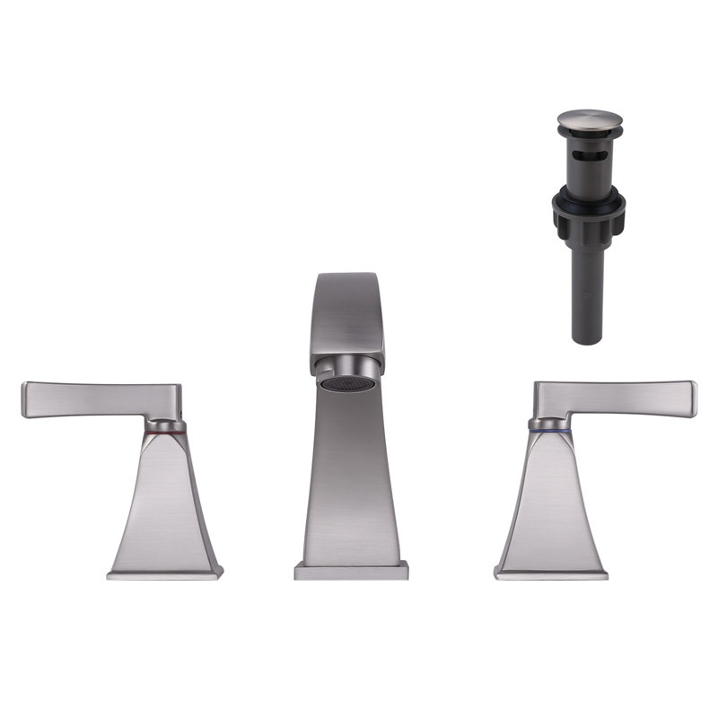 8 in. Widespread Deck Mounted Double Handle Bathroom Faucet, Brushed Nickel