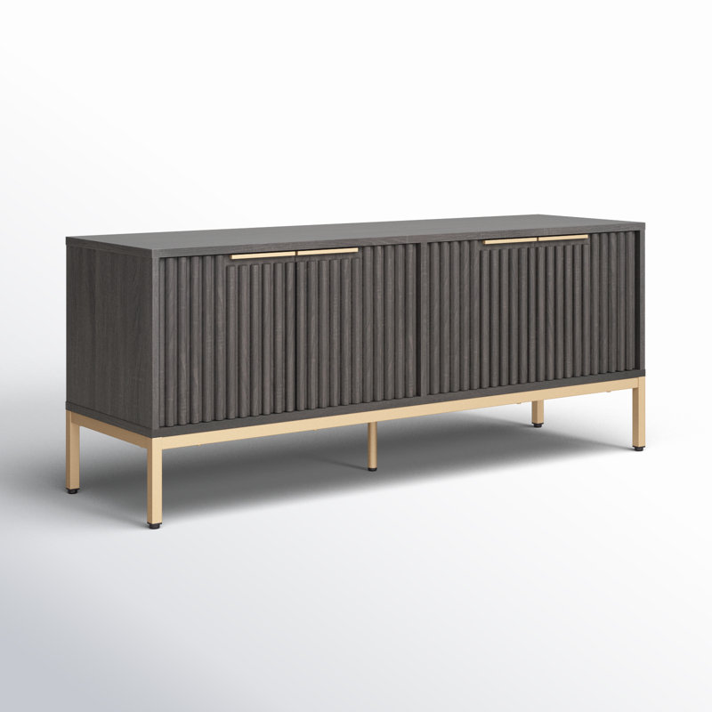 Storage TV Stand, Distressed Black