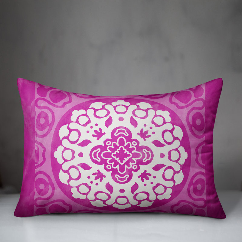 Outdoor Reversible Throw Pillow, Pink, Floral 2