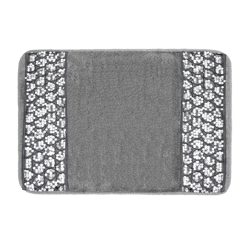 Ced Non-Slip Bath Rug, Silver, 34" X 21"