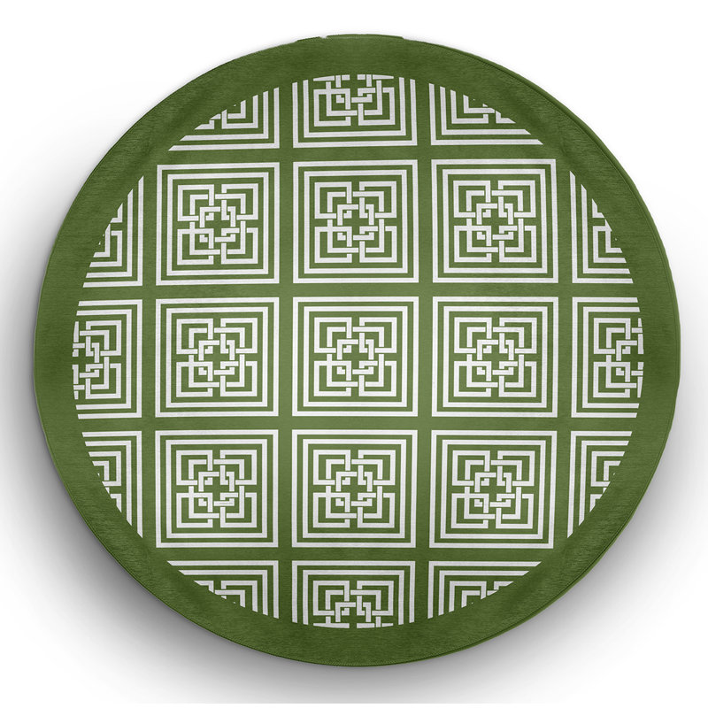 Chenille Geometric Indoor Rug, Round 5'