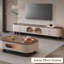 Meuble télé moderne en bois massif blanc-926062570