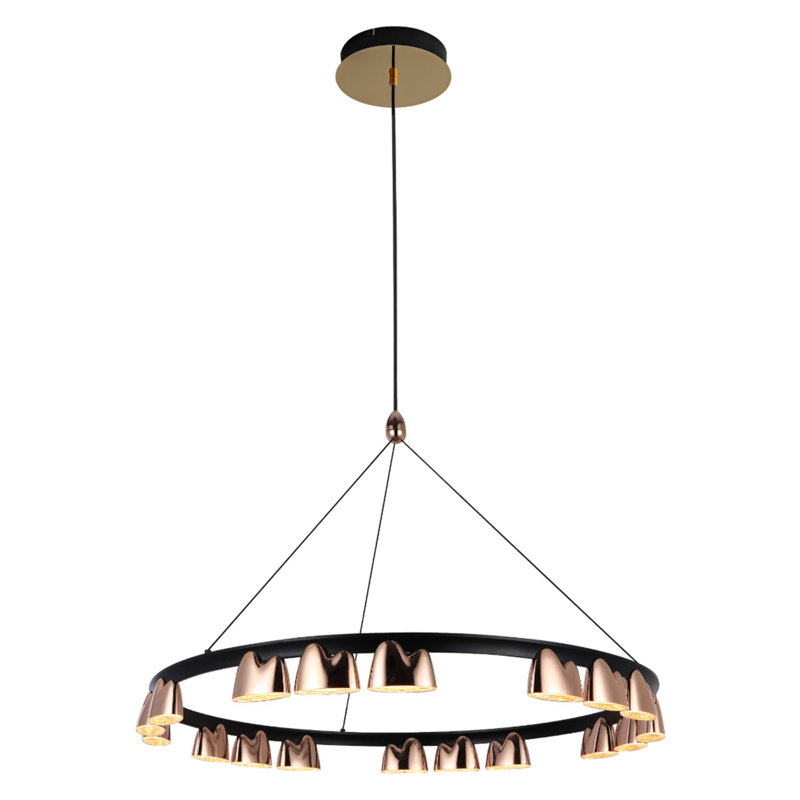 Elegant Rose Gold Chandelier, Adjustable Height 47.2 - 78.7 inches | 80W LED, 3000K Warm White Light, 8000 Lumens | Metal Body with Acrylic Cap Cover | Perfect for Living Room, Dining Room, & Entryways