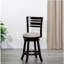 Tabouret pivotant à dossier en lattes, finition espresso, siège en tissu beige