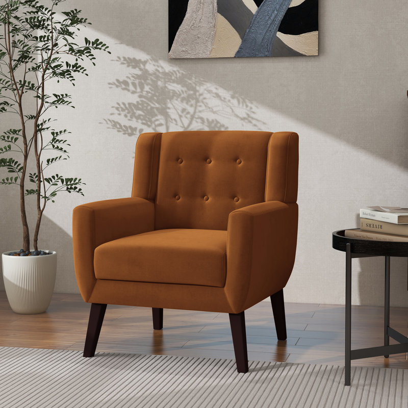 Jaqueze 73.4 Cm Wide Tufted Armchair, Orange Velvet