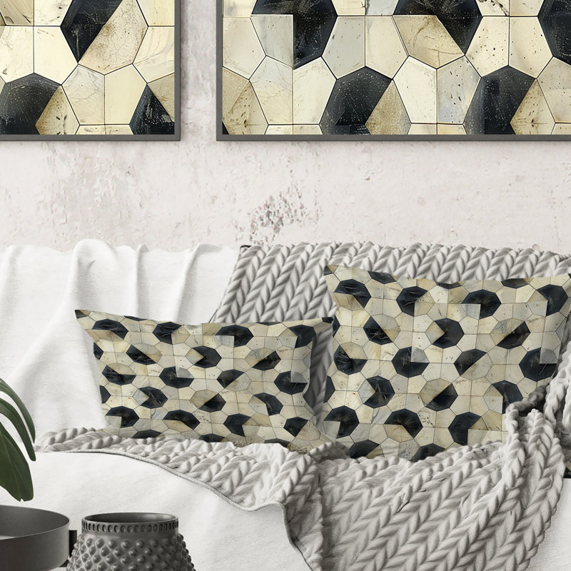 Formes géométriques - Coussin lombaire géométrique, Noir / Beige