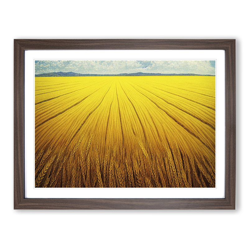 Contemporary Wheat Field - Framed Print, 46cm H x 64cm W x 2cm D, Walnut