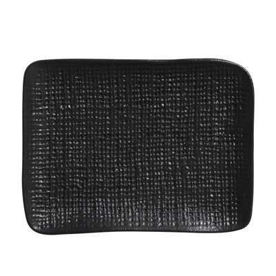 Matte Black Small Juta Rectangular Platter 7.1" Ceramic Stoneware - Microwave, Oven, and Dishwasher Safe, by Porto Brasil