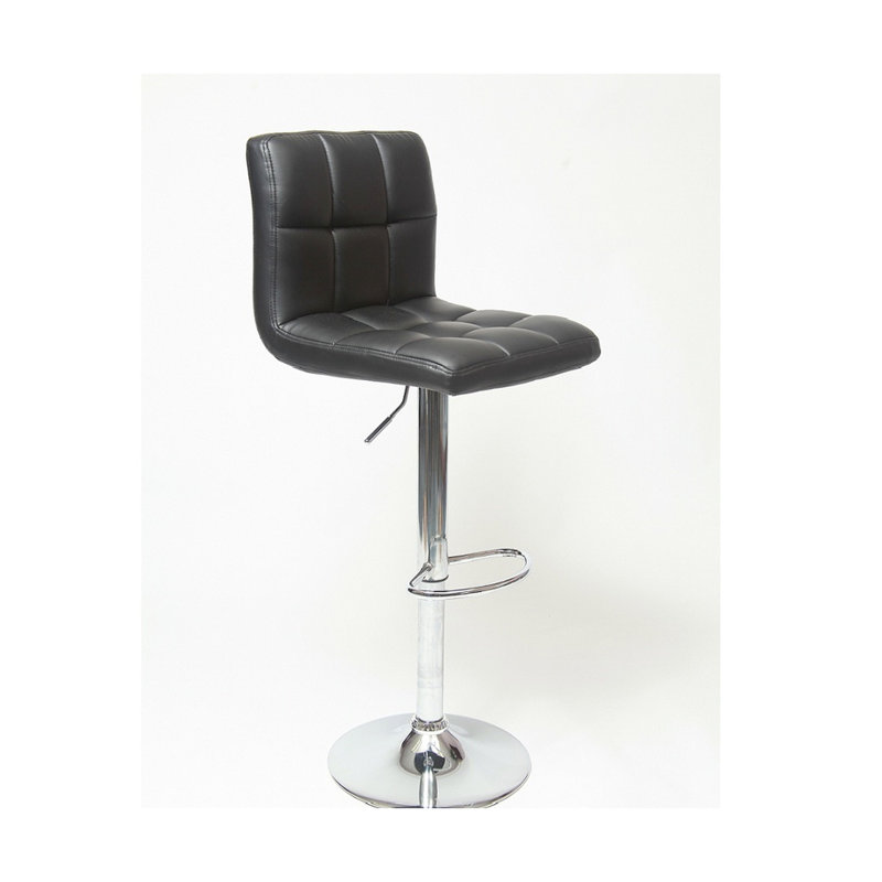 2pcs Black Faux Leather Hydraulic Stools, Adjustable, 360° Swivel, Chromed Base And Footrest, Provides Comfortable Seating Bar Black, 360 Degree With Meets Diverse Needs