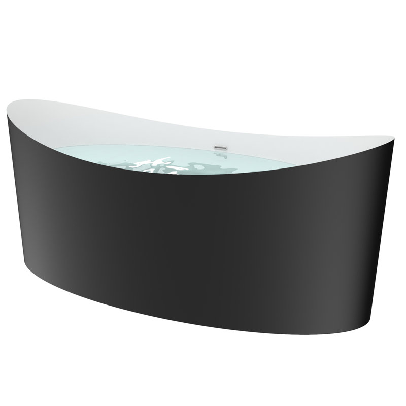 68.5'' x 31.5'' Freestanding Soaking Acrylic Bathtub, Matt Black