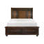 Lit plateforme classique classique avec rangement au pied de lit et tête de lit-bateau, finition cerisier brun riche, idéal pour les chambres élégantes (matelas non inclus)-378004632