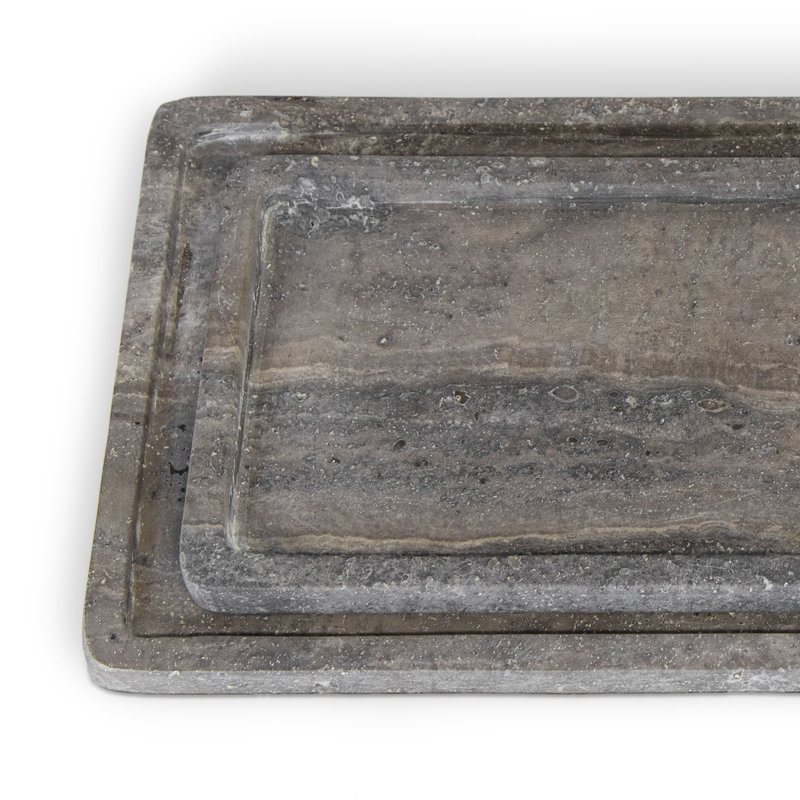 Sutton Travertine Tray Set (Grey)