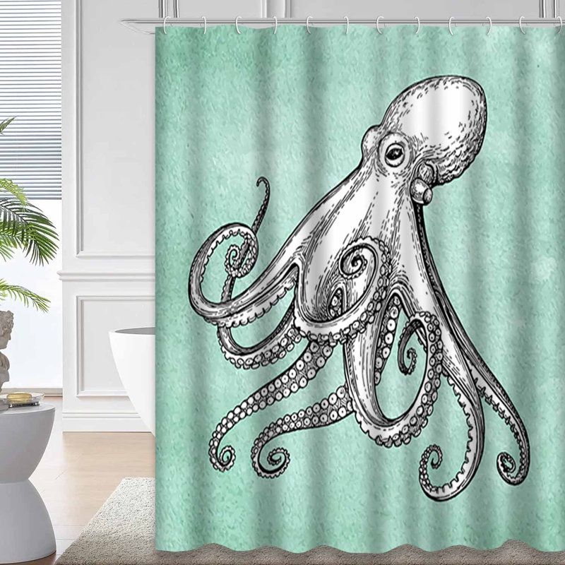 Rideau de douche avec 12 crochets Octopus, L 72 po x l 72 po