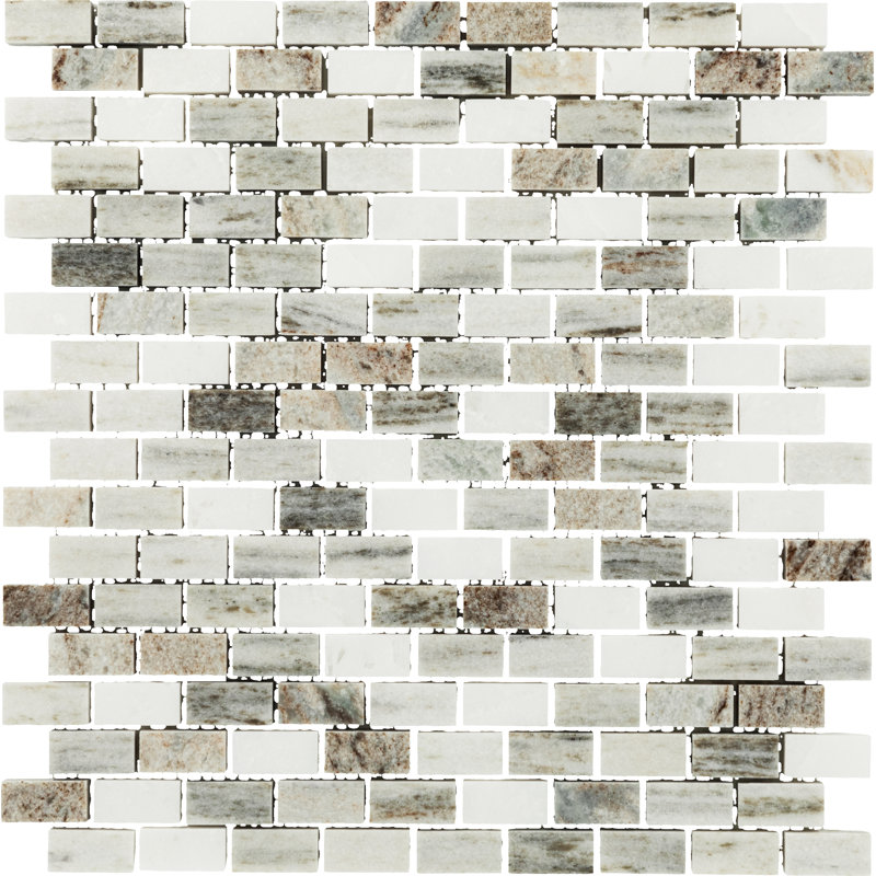 Benson 0.5" x 1" Natural Stone Brick Joint Wall Tile, Panaro Blend