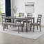 Ensemble de salle à manger 6 pièces pour 6 personnes - Table rectangulaire en bois avec 4 chaises rembourrées + banc, dossier à lattes - Structure en bois d'acacia peu encombrant pour la salle à manger, le bar personnel ou la cuisine familiale-1995774315