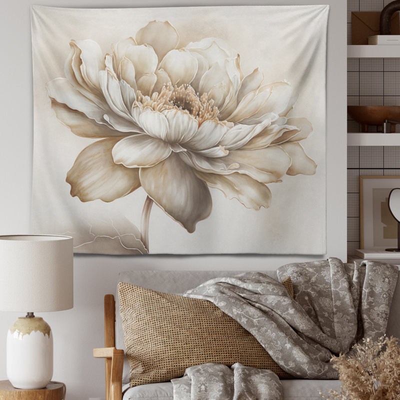 Tapisserie en polyester beige, H 50 po x l 60 po