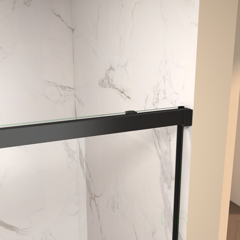 60 W × 72 H Single Sliding Shower Door With Clear Tempered Glass And Stainless Steel Handle For Modern Bathrooms, Shower Door