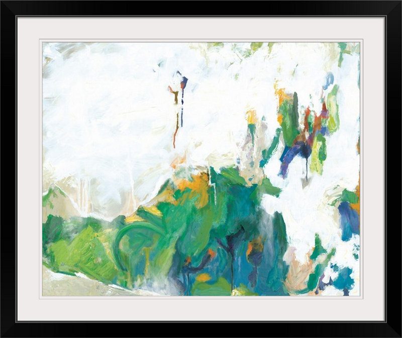 «hints of spring painting print, Cadre noir, H 32 po x l 38 po x P 1 po