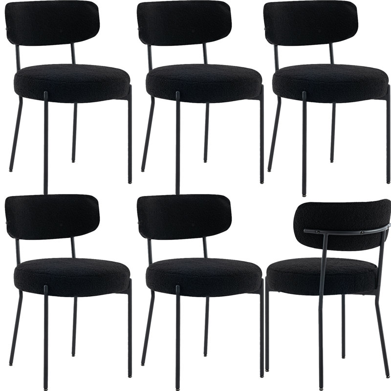 Chaises de salle à manger rembourrées Boucle, Noir, noir, noir, noir