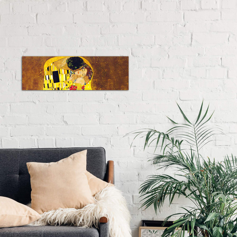 The Kiss by Gustav Klimt - Wrapped Canvas Panoramic Painting, 121.92 cm H x 40.64 cm W x 1.91 cm D