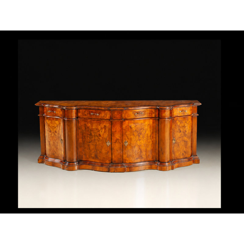 Handcrafted Italian Burl Wood Serpentine Sideboard