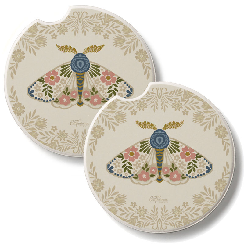 Ensemble de 2 sous-verres Folkloric Moth