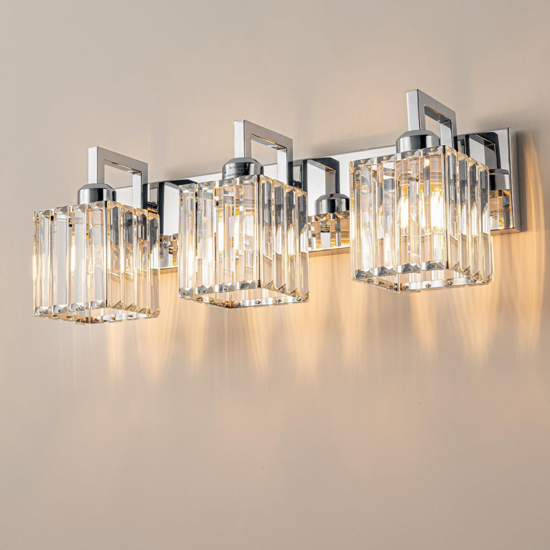Éclairage pour meuble-lavabo moderne en cristal chromé 3 lumières