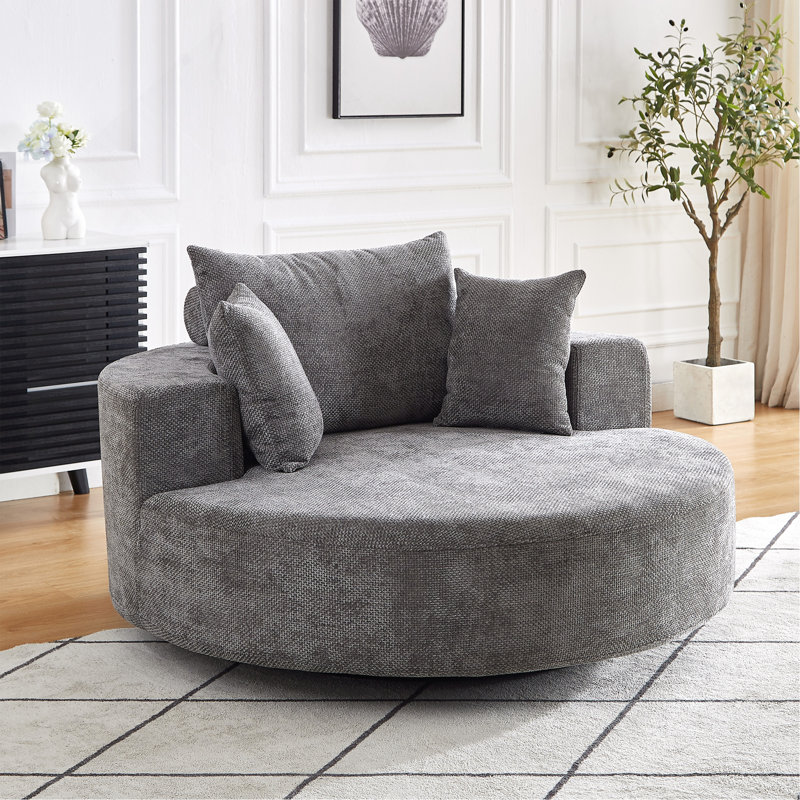Canapé-lit simple en mousse 55 po Chenille, Gris chenille