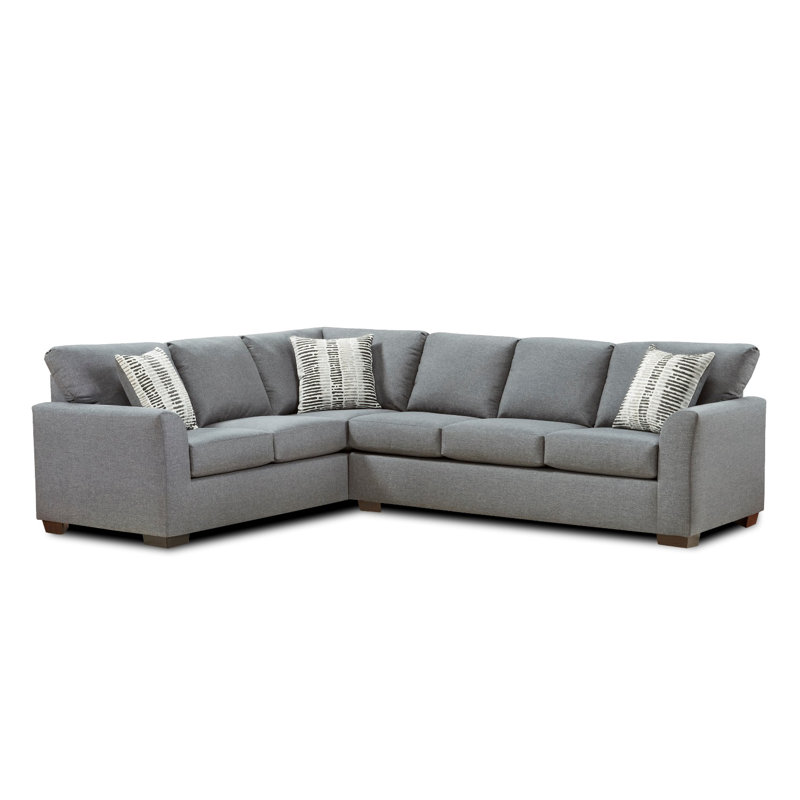 114" Wide Right Hand Facing Corner Sectional, Charcoal Polyester Blend