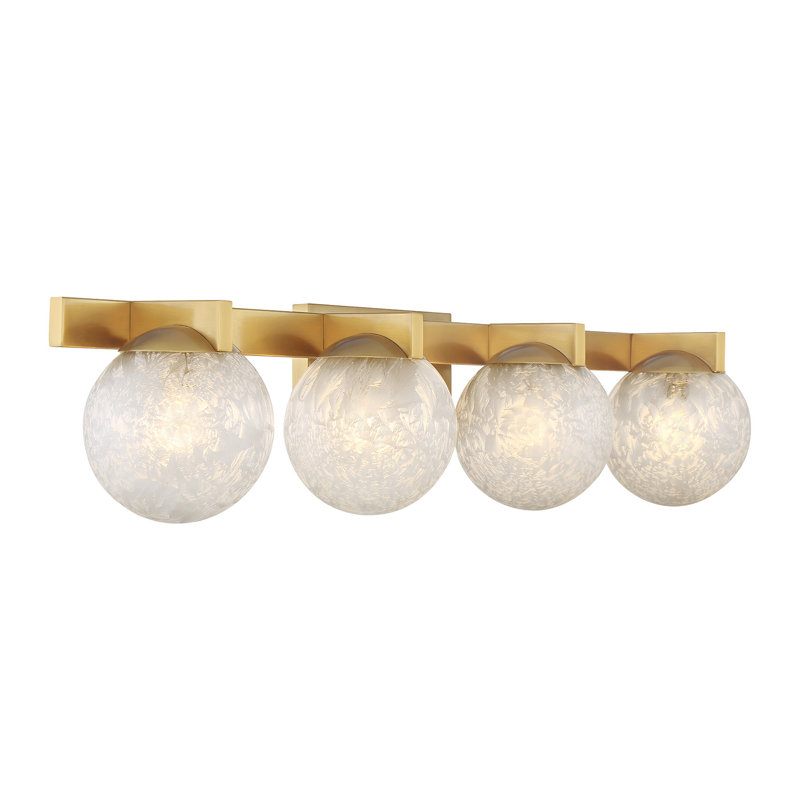 Luminaire pour meuble-lavabo Darien, Laiton, 4 lumières, H 7,25 po x l 33 po x P 5,88 po