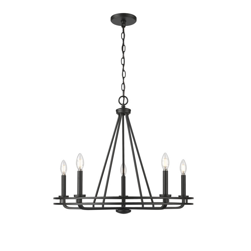 Jody 26.5" Wide 5-Light Chandelier - Matte Black, 5, Matte Black