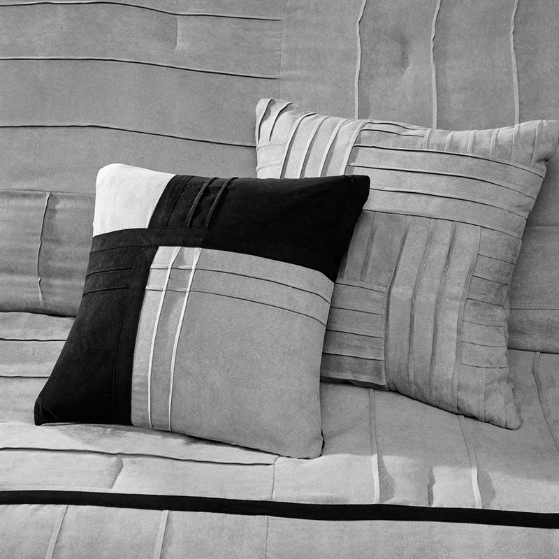 7 édredon très grand gris - Faux suède, détails de conception ajoutés 7 suède très grand, fondu, Gris