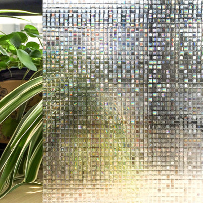 Draeson 3D Static Cling Privacy Window Film, Self-Adhesive UV Blocking Heat Control for Home Decoration Window Sticker