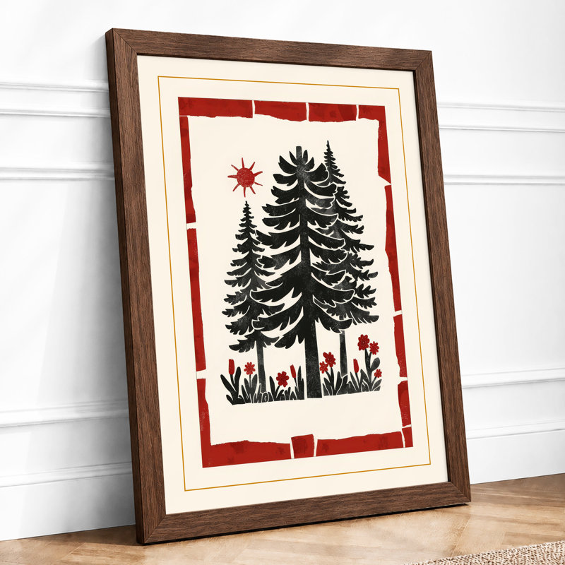 Yuletide Tree Geometric - Print, Walnut, A4 - 29.7 x 21.0 cm