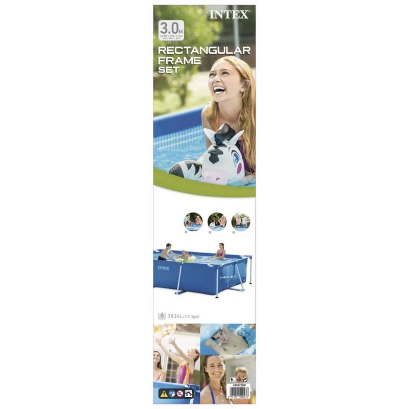 Intex Swimming Pool Rectangular Frame, 300 cm L x 200 cm W x 75 cm H