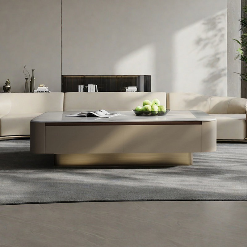 Luxury Marble Coffee Table, 15.74" H x 47.24" L x 23.62" W