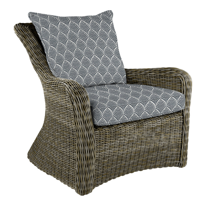 Sag Harbor Patio Chair with Sunbrella Cushions, Perigold Linnaeus Indigo, Driftwood