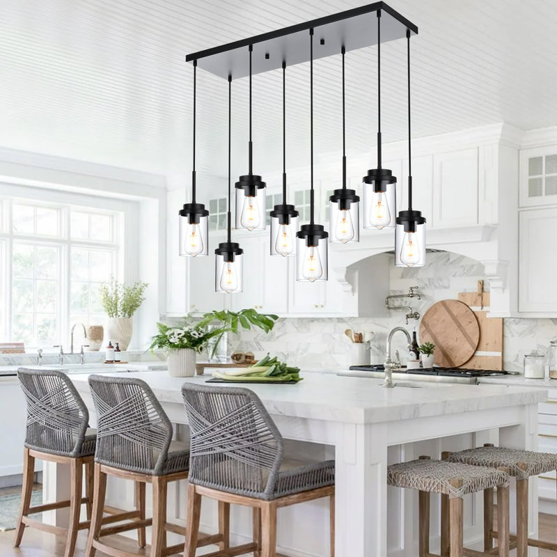 Ashlan 8 - Light Matte Black Kitchen Island Pendant