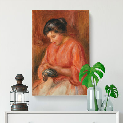 Girl Darning by Pierre-Auguste Renoir - Wrapped Canvas